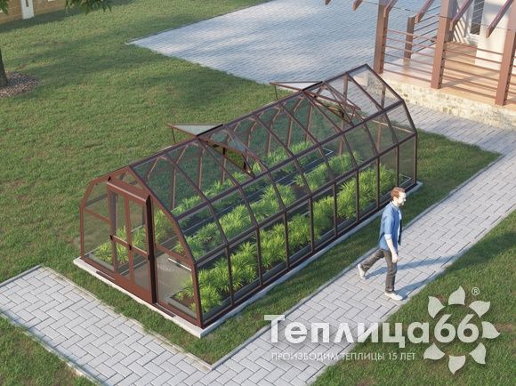 Теплица Рада Нева под стекло, 2,65х6 метров, коричневая