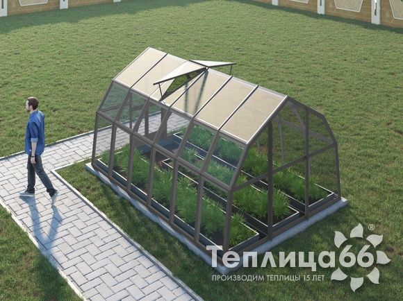 Теплица Рада Нева под стекло, 2,65х4 метра, графитовая