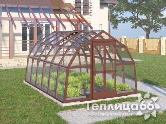 Теплица Рада Нева под стекло, 2,65х4 метра, коричневая