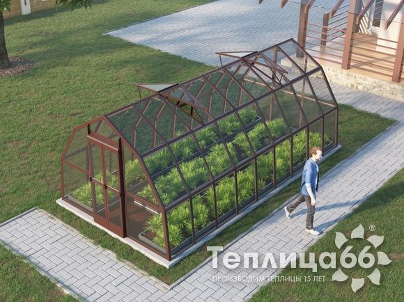 Теплица Рада Исеть под стекло 3х6 метра, коричневая