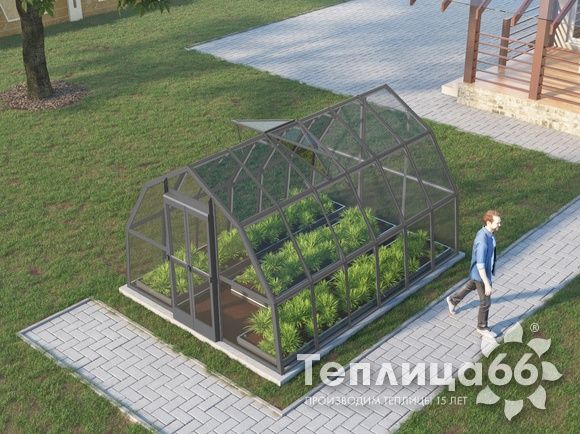 Теплица Рада Исеть под стекло 3х4 метра, графитовая