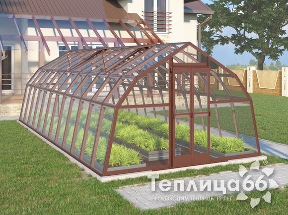 Теплица Рада Дунай под стекло, 3,5х8 метра, коричневая
