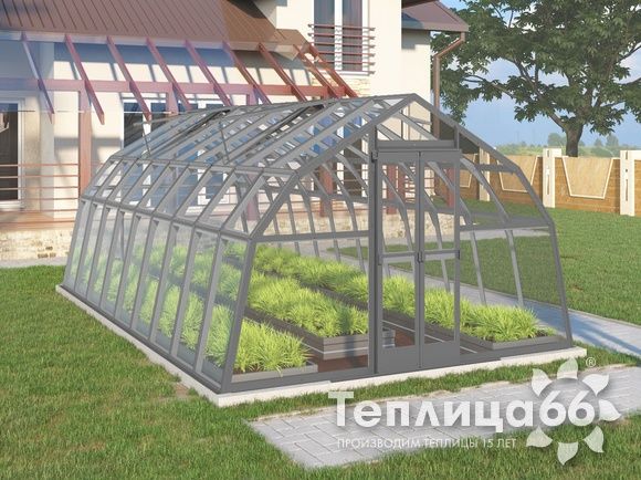 Теплица Рада Дунай под стекло, 3,5х6 метра, графитовая
