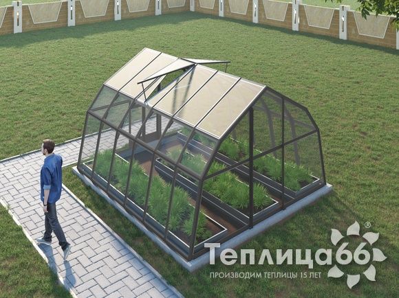 Теплица Рада Дунай под стекло, 3,5х4 метра, графитовая