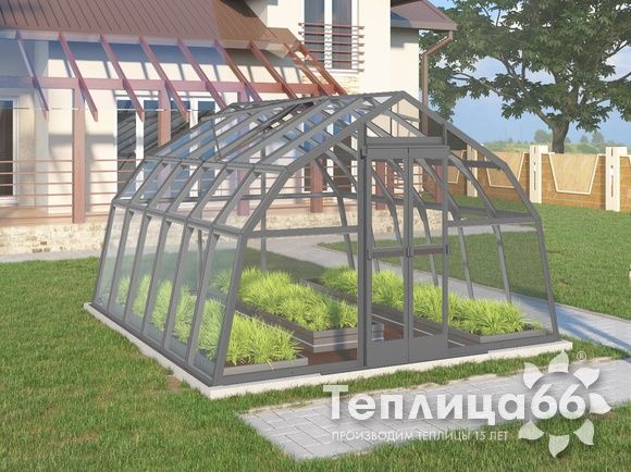 Теплица Рада Дунай под стекло, 3,5х4 метра, графитовая