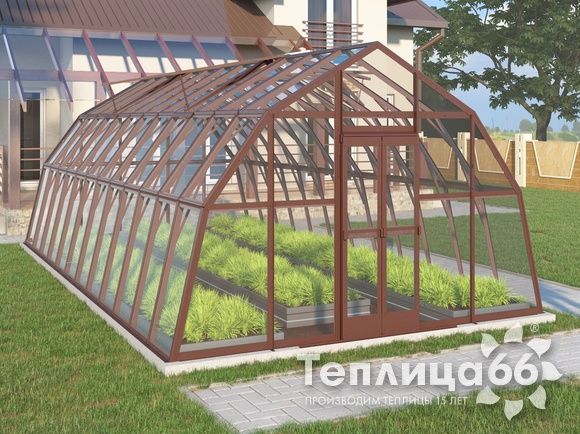Теплица Рада Енисей под стекло, 4х8 метров, коричневая