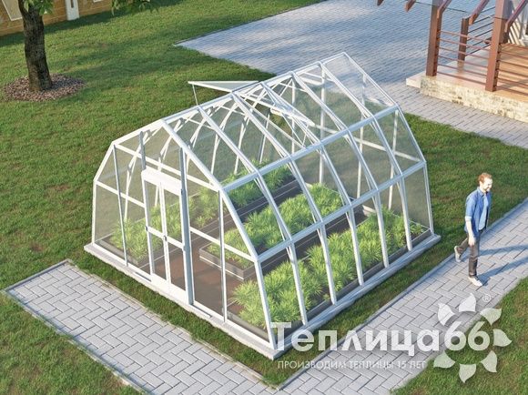 Теплица Рада Енисей под стекло, 4х4 метра, белая