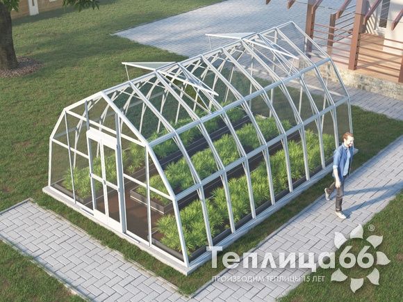 Теплица Рада Енисей под стекло, 4х6 метров, белая