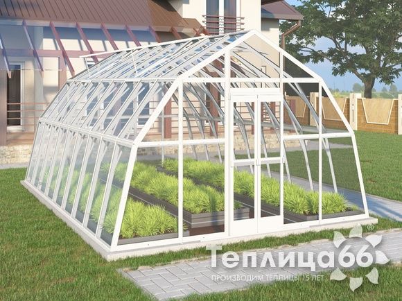 Теплица Рада Енисей под стекло, 4х6 метров, белая