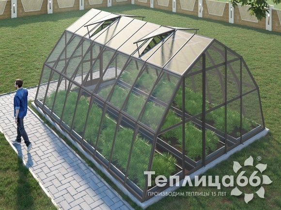 Теплица Рада Нил под стекло, 4,5х6 метров, графитовая
