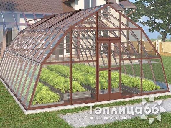 Теплица Рада Амазонка под стекло, 5х8 метров, коричневая