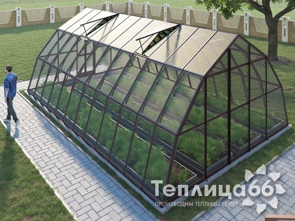 Теплица Рада Амазонка под стекло, 5х8 метров, коричневая