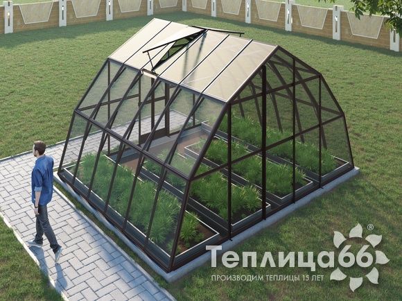 Теплица Рада Амазонка под стекло, 5х4 метра, коричневая