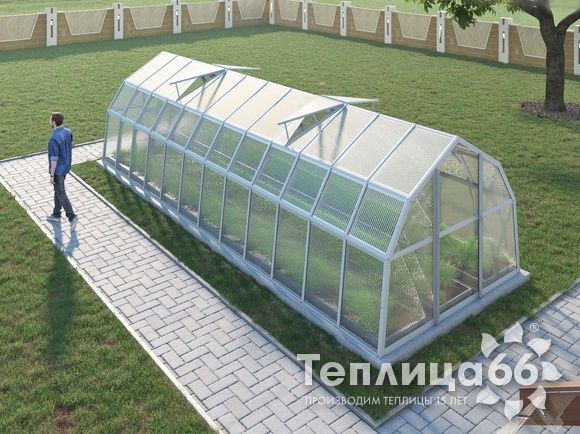 Теплица Рада Ладога из поликарбоната, 2.65х8 метров, белая