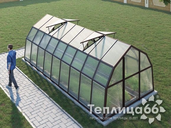 Теплица Рада Ладога из поликарбоната, 2.65х6 метров, коричневая