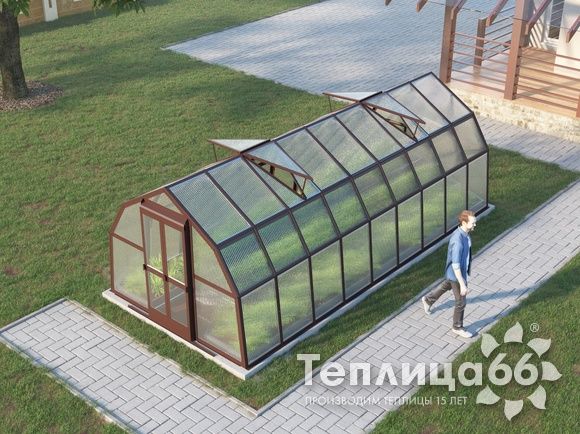 Теплица Рада Ладога из поликарбоната, 2.65х6 метров, коричневая